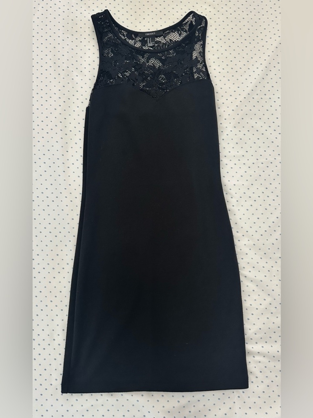 Forever 21 Black Lace Yoke Dress | Sleeveless Mini | Classic Chic | Size S